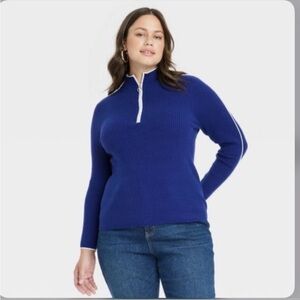 Ava & Viv Blue Quarter Zip Sweater